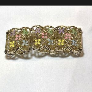 Vintage gold tone enamel flower bracelet